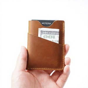 Porte-cartes et pince à billets en cuir de vachette véritable Crazy Horse pour homme – Style vintage – Grande vente - Product Image 2