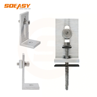 SOEASY Kit complet de système de montage solaire en aluminium en forme de L pour toiture, avec rail et pince pour toiture en tuiles ou en métal inclinée, compatible PV OEM