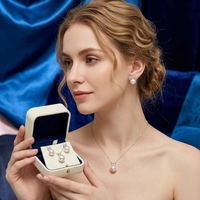 Vente en gros de perles d'eau douce Edison rondes 3A 10-11 mm, ensemble de pendentif et de boucles d'oreilles en argent sterling 925 pour femmes, bijoux