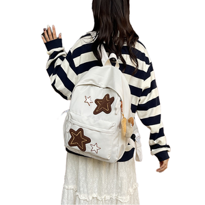 Sac à dos de grande capacité de style rétro américain pour étudiants Simple Trendy Junior High School Girl's Star Design for College Students - Product Image 6