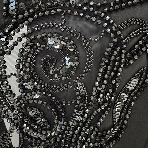 Elegante abito formale da sera per festa da donna Set di Blazer nero con paillettes Sexy <span class=keywords><strong>pantaloni</strong></span> larghi a due pezzi completo completo completo - Product Image 6