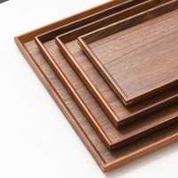 Assiette en bois classique vaisselle plateau de salle à manger rectangulaire en noyer noir pour hôtels fruits Snack thé fête poli