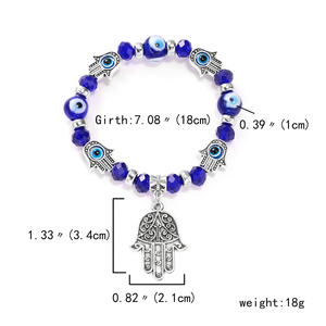 RINHOO Braccialetto Trendy Turco con Amuleto Occhio di Allah Blu, Bracciali con Perline in Resina e Cristallo Mano di Fatima, Gioielli Portafortuna per Donna e Uomo - Product Image 6