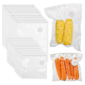 Valve d'air pour sac sous vide alimentaire transparent avec fermeture éclair supérieure gaufrée - Product Image 1