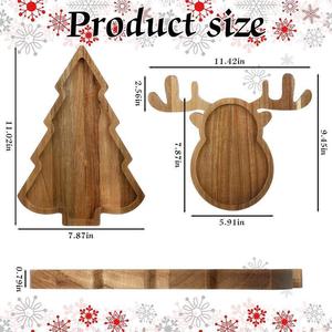 Wooden Christmas <b>Tray</b> Reindeer And Tree Shape Solid Wood Cartoon Plate For Fruit Dessert Serving - Product Image 2