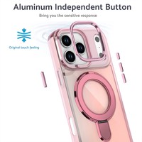 Étui de téléphone de luxe avec béquille magnétique pour iPhone 17 16 15 14 13 12, coque de téléphone brillante électroplaquée pour iPhone 17 Pro Max