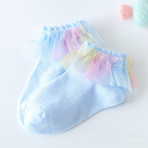 Princesa bebé tobillo calzado para niñas lindos calcetines <span class=keywords><strong>de</strong></span> baile esponjosos para niños con encaje con volantes novedad acogedora transpirable Calcetines antideslizantes - Product Image 5