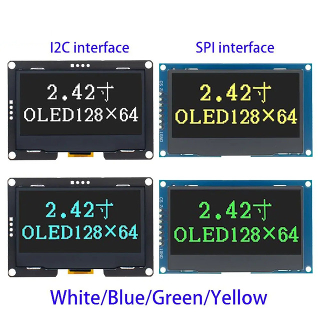 2.4" 2.42 inch 128x64 OLED LCD Display Module SSD1309 12864 7 Pin SPI/IIC I2C Serial Interface R3 C51