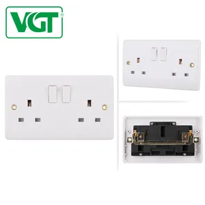 Popular UK British Standard Double 13A Home Socket With 2 Gang Switch