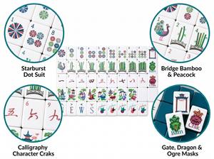 Juego de Mahjong Americano de Acrílico Estilo Chino en Azul Oscuro - 160 Fichas, Incluye Paisajes, Flores, Dragones y Monstruos - Product Image 3