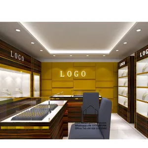 Luxe Goudwinkel Interieur Ontwerp Glazen Sieraden Display Tafel Sieraden Winkel Uitrusting