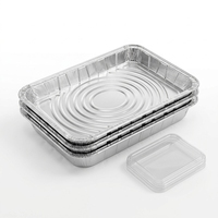 Barquette rectangulaire jetable en aluminium de 880 ml (222x157x40mm) avec couvercle pour plats à emporter, préparation de repas, qualité boulangerie, usage aérien