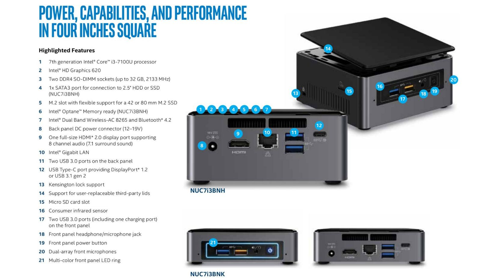 Intel NUC Mini PC NUC7i7BNH with Intel Core i7-7567U, 4GB RAM, SSD