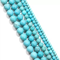 Perles rondes en pierre en gros 4mm 6mm 8mm 10mm Turquoise bleue, fil de pierres précieuses en vrac pour la fabrication de bijoux fantaisie