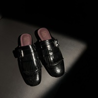 Mocassini da Donna in Stile Francese Vintage con Cinturino a Nappine e Fibbia, Scarpe Piatte in Microfibra Stile Britannico