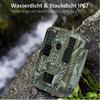 Caméra de surveillance de la faune extérieure haute performance 4K 48MP avec connexion vidéo et contrôle via application WiFi, portée IR 30m/92ft, détection de mouvement, IP67