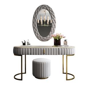 Nhà Cung Cấp Chất Lượng Cao Ý Tối Giản Hiện Đại Vanity Gương Cao Đá Cẩm Thạch Màu Xám Dresser Bàn Vệ Sinh Với Ngăn Kéo - Product Image 1