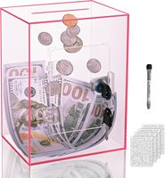 Ouvrable rose grande tirelire acrylique adultes enfants coffre-fort boîte d'épargne économie d'argent défi banque présentoirs