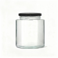 Pot Spcie en verre de stockage de miel hexagonal de 1.5oz 2oz 45ml 60ml avec couvercles en métal