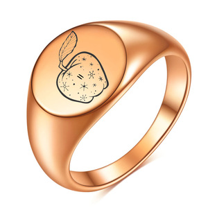 Bague en acier inoxydable poli au laser, plaquée or 18 carats, bijoux de mode unisexe, cadeau pour homme et femme - Product Image 5