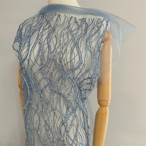 New Shiny Màu Xanh Pha Lê Long Lanh Ren Giá Cả Hợp Lý Vải Với Thạch - Product Image 5