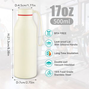 Articles promotionnels Emode Bouteille d'eau en acier inoxydable de 18oz avec sangle, fiole à vide isolée pour garder le chaud et le froid sans BPA Meilleur cadeau - Product Image 2
