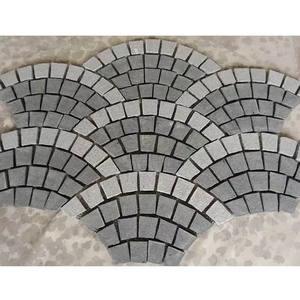 حجر الزركون الأسود المزود بمروحة على شكل رصف الصخور شبكية حصيرة الرصف الجرانيت حجر رصف الممرات - Product Image 2