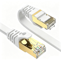 Kabel Patch RJ45 Cat 7 FTP Flat Ethernet 32AWG OFC 10Gbps 600MHz untuk Pengaturan Jaringan Toko Hewan Peliharaan
