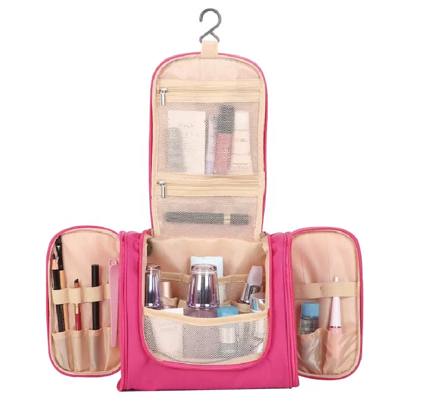 Hanging Travel Compartments Toiletry Bag Womens And Mens, Multi-Functional Large Capacity Hanging Makeup Cosmetic Organizer Bag
