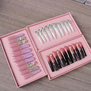 <span class=keywords><strong>Ongles</strong></span> à presser de luxe faits main, en amande, entièrement ornés de diamants, super longs pour les doigts, vente en gros, <span class=keywords><strong>faux</strong></span> <span class=keywords><strong>ongles</strong></span> de luxe - Product Image 3