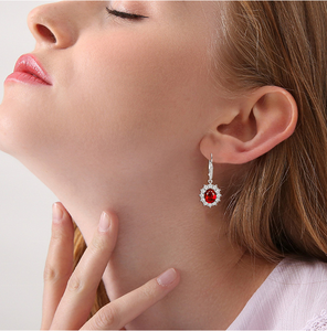 YFN Bijoux En Gros 925 En Argent Sterling Prong Réglage Rubis <span class=keywords><strong>Dangle</strong></span> Boucles D'oreilles - Product Image 3