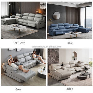 كرسي كهربائي فاخر من الجلد الإيطالي مخصص للمسرح المنزلي أريكة سينما ليد مبرد صندوق أصلي قابل للتمديد - Product Image 2