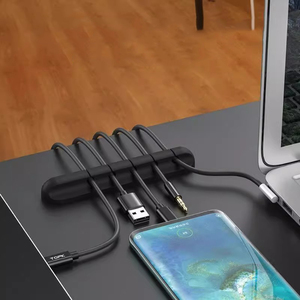Organisateur de câbles de bureau auto-adhésif en silicone pour écouteurs, téléphones et câbles USB - Product Image 2