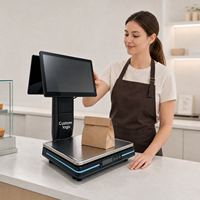 Balance calculatrice de prix, terminal de point de vente (PDV) avec double écran 15,6 pouces, imprimante intégrée, processeur Intel i5, Wi-Fi 6, RM-80