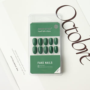 AIERFEI 24PCs Verde Color sólido Prensa <span class=keywords><strong>Uñas</strong></span> en las <span class=keywords><strong>uñas</strong></span> postizas Efecto de esmalte de gel ovalado corto Suministros tecnológicos para <span class=keywords><strong>uñas</strong></span> postizas - Product Image 5