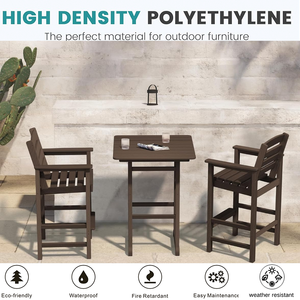 Chaises Adirondack de hauteur de bar portable sans formaldéhyde facile à assembler en HDPE au design moderne pour villa à l'extérieur - Product Image 2