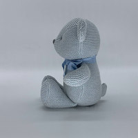 Ours en peluche bleu joyeux anniversaire, adorable ours en coton tricoté, magnifique astronaute aviateur, prix de carnaval, animaux en peluche, ange en coton PP