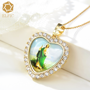 Elfic 14K emas kuningan logam hijau agama St. Judas liontin Chapado En Oro Joya San Judas tindy - Product Image 3