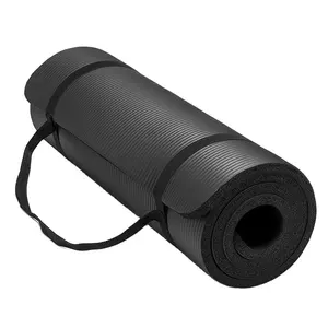 Zhensheng wholesale custom print design black 10mm NBR fitness bulk yoga mats