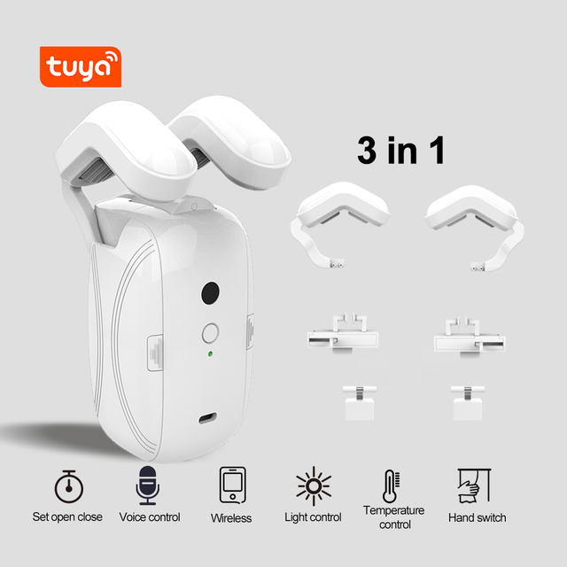 Tuya WIFI Smart BLE Wireless Curtain Battery Rechargeable Modern Office Outdoor Home Remote Control Automatic Curtains Robot