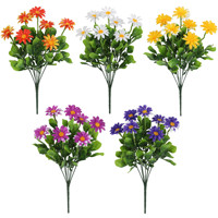 Bunga Krisan Eucalyptus Buatan, Bunga Daisy Buatan, Bunga Lisianthus Buatan, Bunga Buatan untuk Dekorasi Luar Ruangan & Rumah