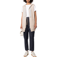 Cardigan à capuche en tricot pour femme, en laine mélange, sans manches, entièrement zippé, doux et ample, avec logo personnalisé OEM & ODM, vente en gros