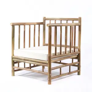 High quality natural home furniture bamboo mini sofa bamboo chair with cushion made in Indonesia 1 seater