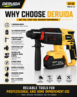 Marteau perforateur électrique portable DERUIDA, sans fil, rechargeable, sans balais, industriel, pour béton, ensemble de marteaux rotatifs