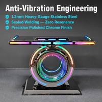Mesa de DJ Triangular Invertida de Hierro Forjado de 1.2m con Logotipo Personalizado, Podio de Discoteca con Luces LED RGB, Soporte de Escenario con Ruedas Silenciosas, Directo de Fábrica