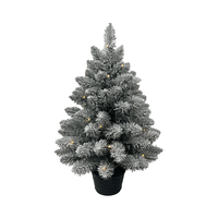 Sapin de Noël Artificiel Haut de Gamme 60 cm Pré-Éclairé Floqué Fin Réaliste Fonctionnant sur Piles Résistant aux Intempéries Décoration pour Petits Espaces