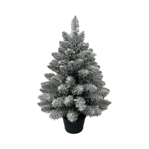 Sapin de Noël Artificiel Haut de Gamme 60 cm Pré-Éclairé Floqué Fin Réaliste Fonctionnant sur Piles Résistant aux Intempéries Décoration pour Petits Espaces - Product Image 2