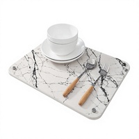 Tapis de comptoir de cuisine en terre de diatomée, style luxe léger, carré, épaisseur 0,9 cm, absorbant l'eau, égouttoir à vaisselle, anti-humidité