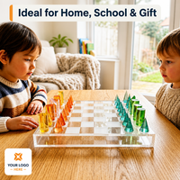Jeu d'échecs en acrylique, design personnalisé, fabriqué à la main pour la décoration de la maison, pour les occasions d'anniversaire, jeu d'échecs en acrylique