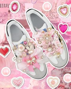 Dodobeads Pcs Pink Shoe Charms For Sneakers Junk <b>Socks</b> Charms Kit With Satin Lace Shoelaces Pink Sneaker Charm For Women Cute Sh - Product Image 4